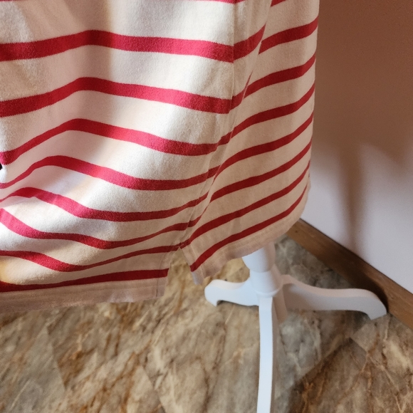 L.L. Bean NWOT cotton t shirt midi dress coral cream stripe M - Picture 3 of 8